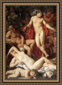 Bacchus And Ariadne Framed Paintings - Midas and Bacchus [detail 1] by Nicolas Poussin